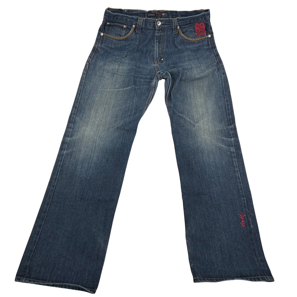 Coogi Jeans Men 36x34 Blue Denim Embroidered Logo Straight Leg Y2K Hip Hop 69